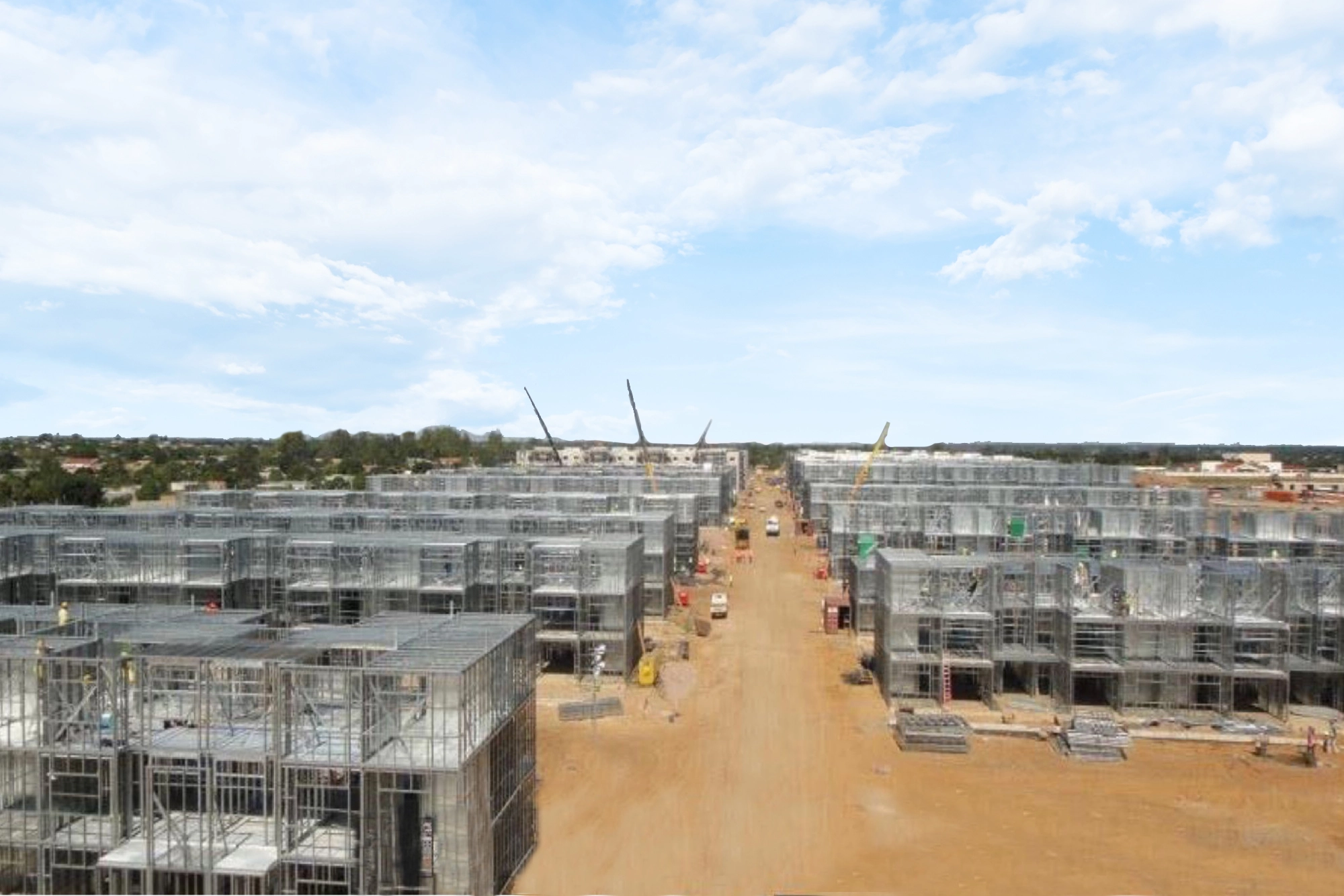 Conjunto de casas construidas con steel framing